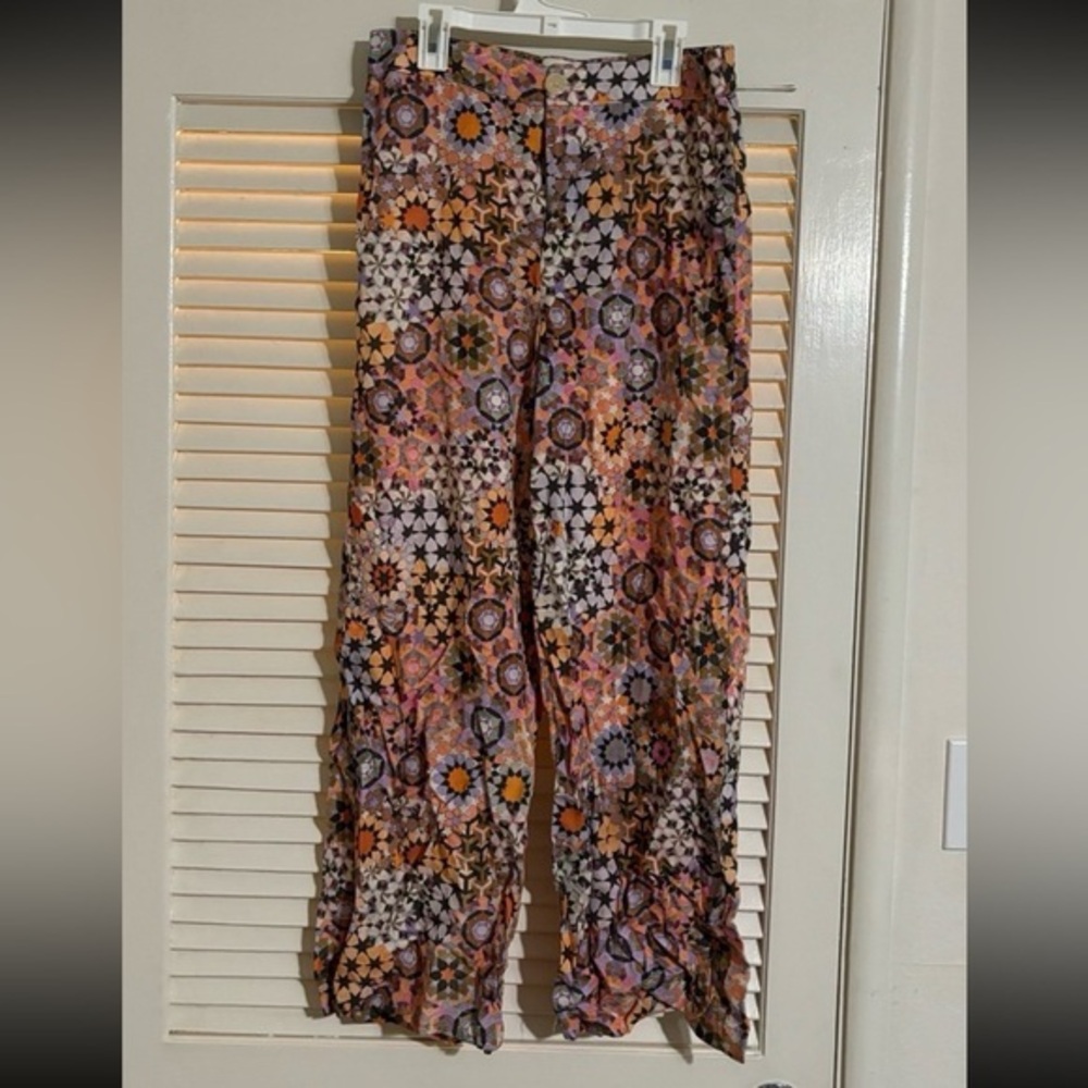 Anthropologie Geometric Kaleidoscope Wide-Leg Print Pants Size 6 Colorful